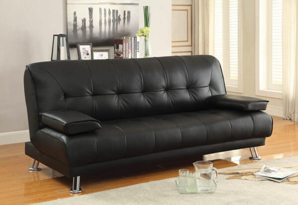 3 Seater Chloe Leather Sofa Bed Black