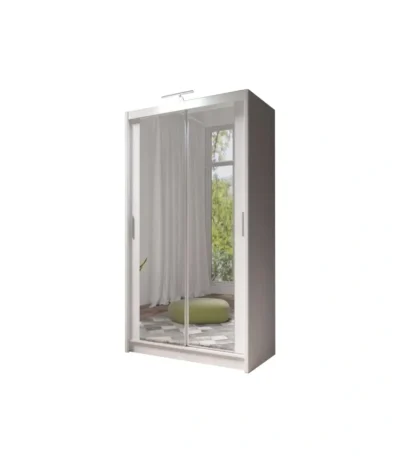 white 120cm wide mirror sliding wardrobe