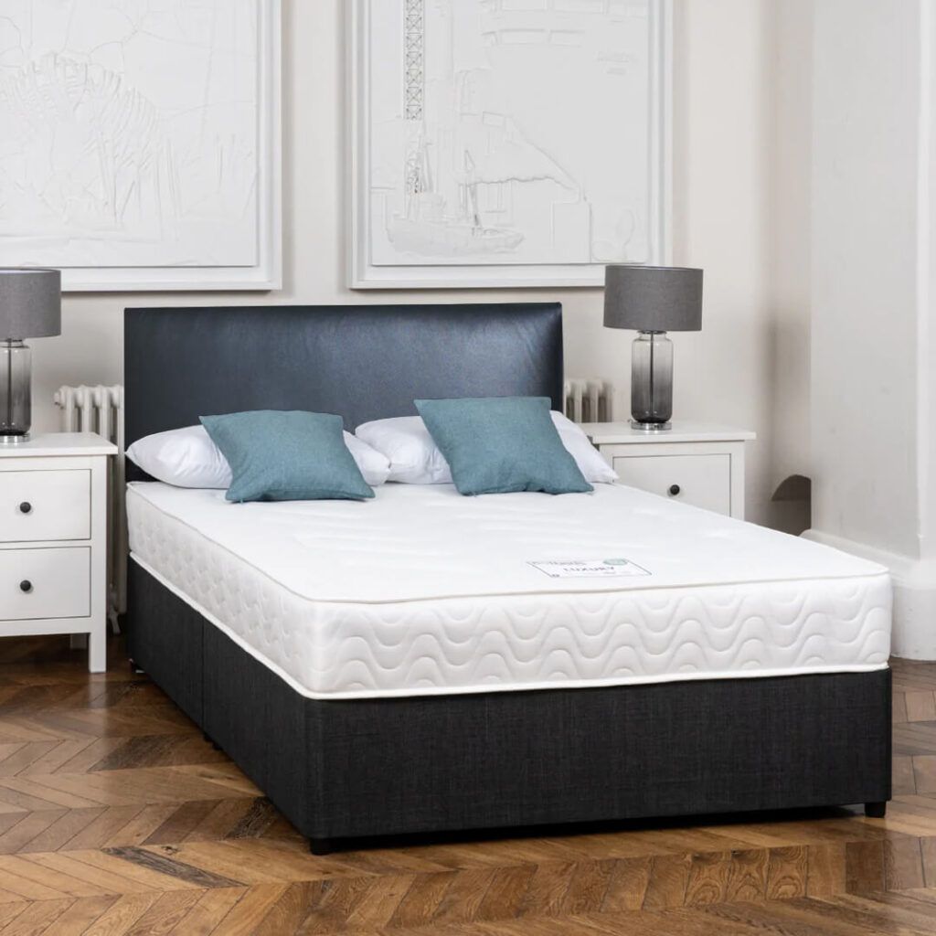 Black Divan Bed with Full Orthopaedic Mattress