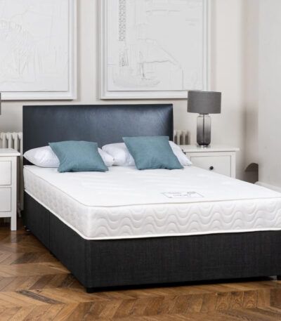 Black Divan Bed with Full Orthopaedic Mattress