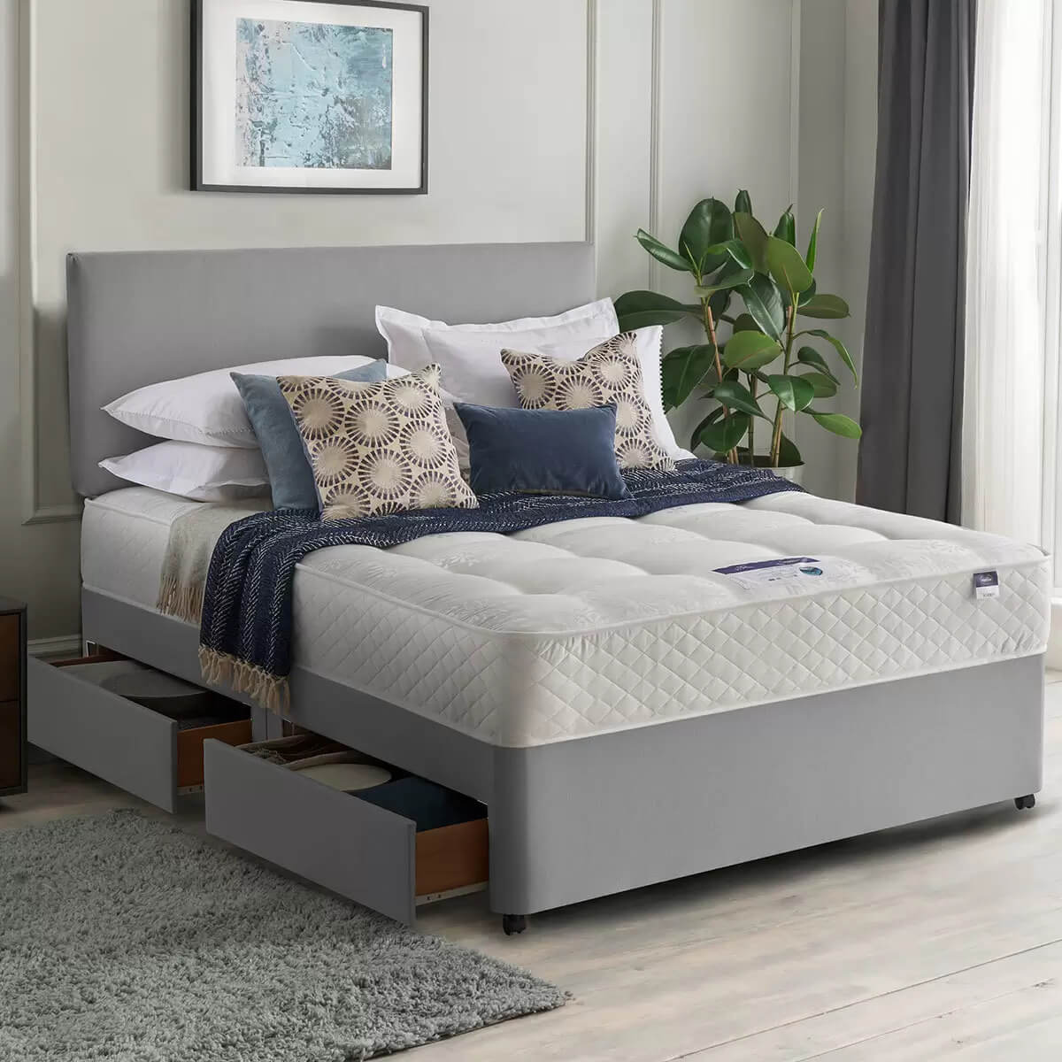 Divan Bed With 2000 Pocket Sprung Mattress And Headboard - Tender Sleep ...