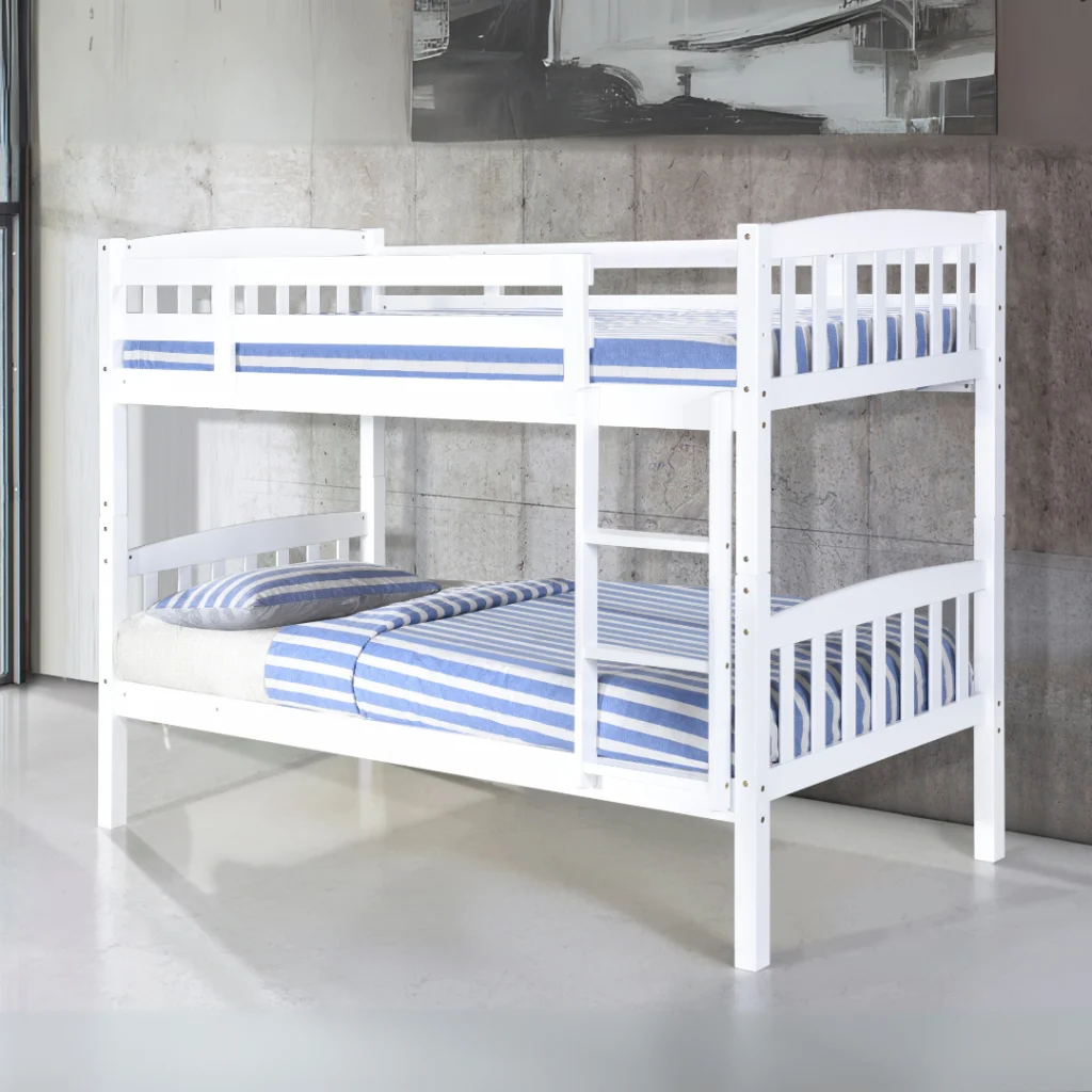 Single White wooden bunk bed frame