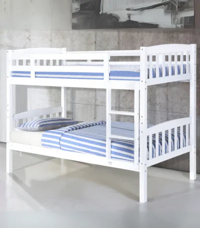 Single White wooden bunk bed frame