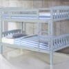 grey single wooden bunk bed