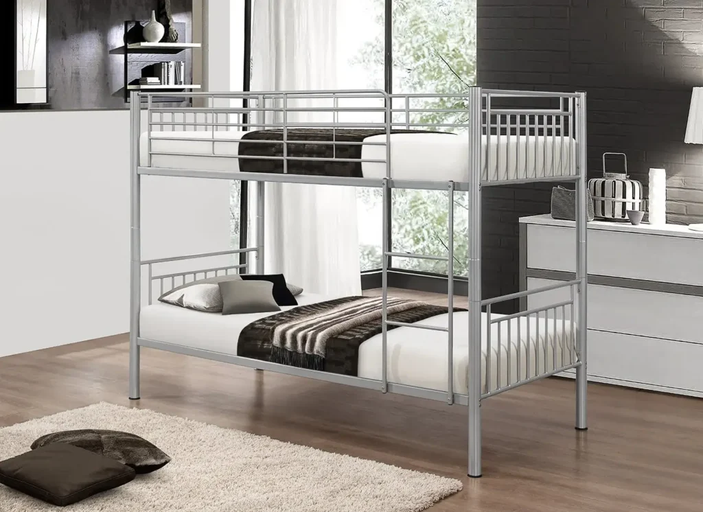 Single Metal Bunk Bed with Memory Foam Mattress