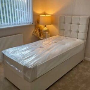 single white bed with mattress cream-2