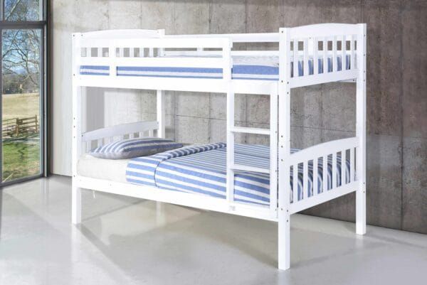 White single wooden bunk bed