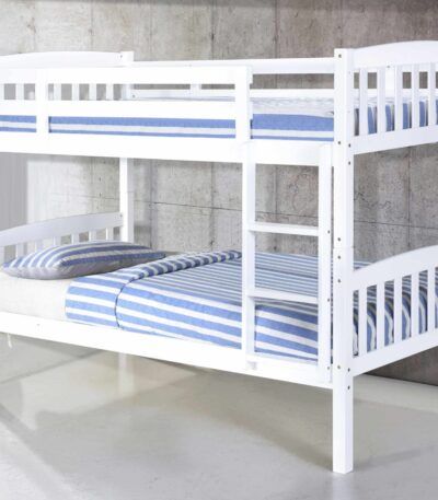 White single wooden bunk bed