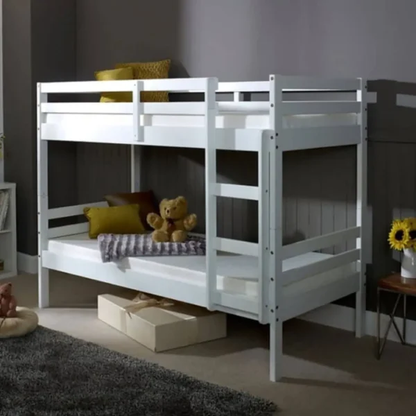 White single wooden bunk bed