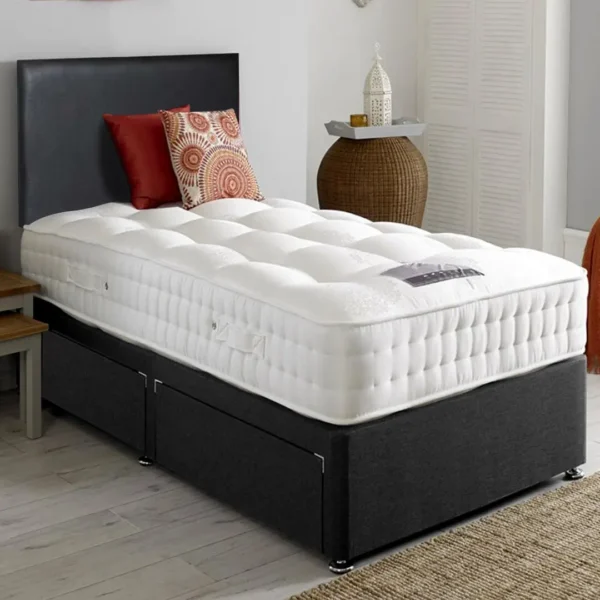 3ft Single Divan Bed Base With Deep Quilted Mattress