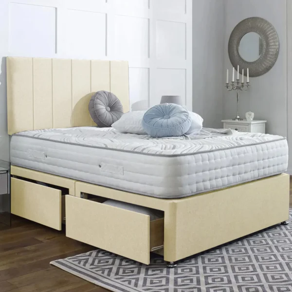 cream divan bed with mattress