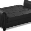 Istanbul 2 Seater Leather Ottoman Sofa Bed black