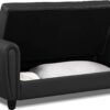 Istanbul 2 Seater Leather Ottoman Sofa Bed black