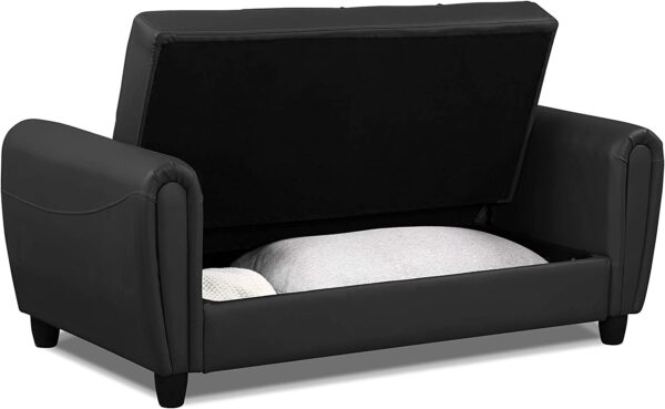 Istanbul 2 Seater Leather Ottoman Sofa Bed black