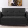 Istanbul 2 Seater Leather Ottoman Sofa Bed black