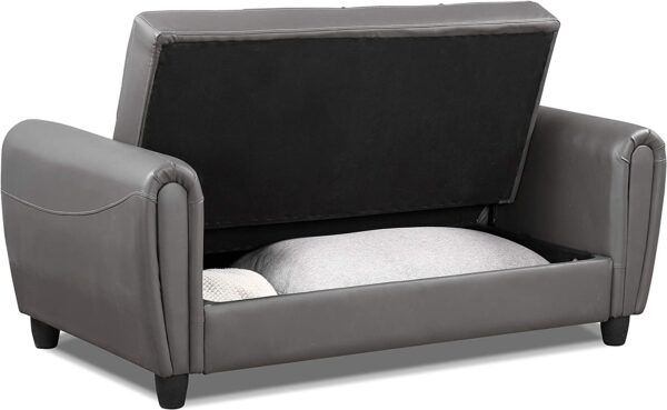 Istanbul 2 Seater Leather Ottoman Sofa Bed grey