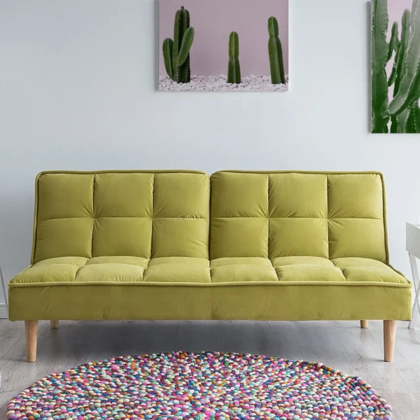 Hattan 3 Seater Fabric Sofa Bed Lime Yellow