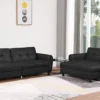 3 Seater Istanbul Leather Ottoman Sofa Bed black