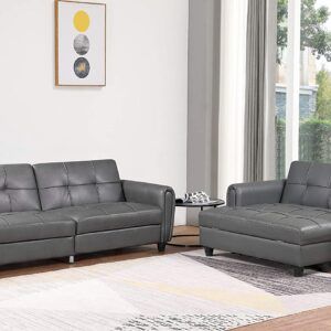 3 Seater Istanbul Leather Ottoman Sofa Bed Grey