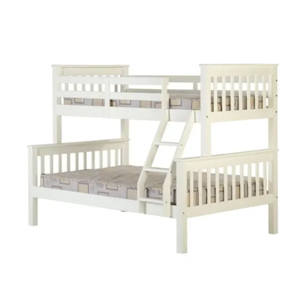 White Triple Wooden Bunk Bed