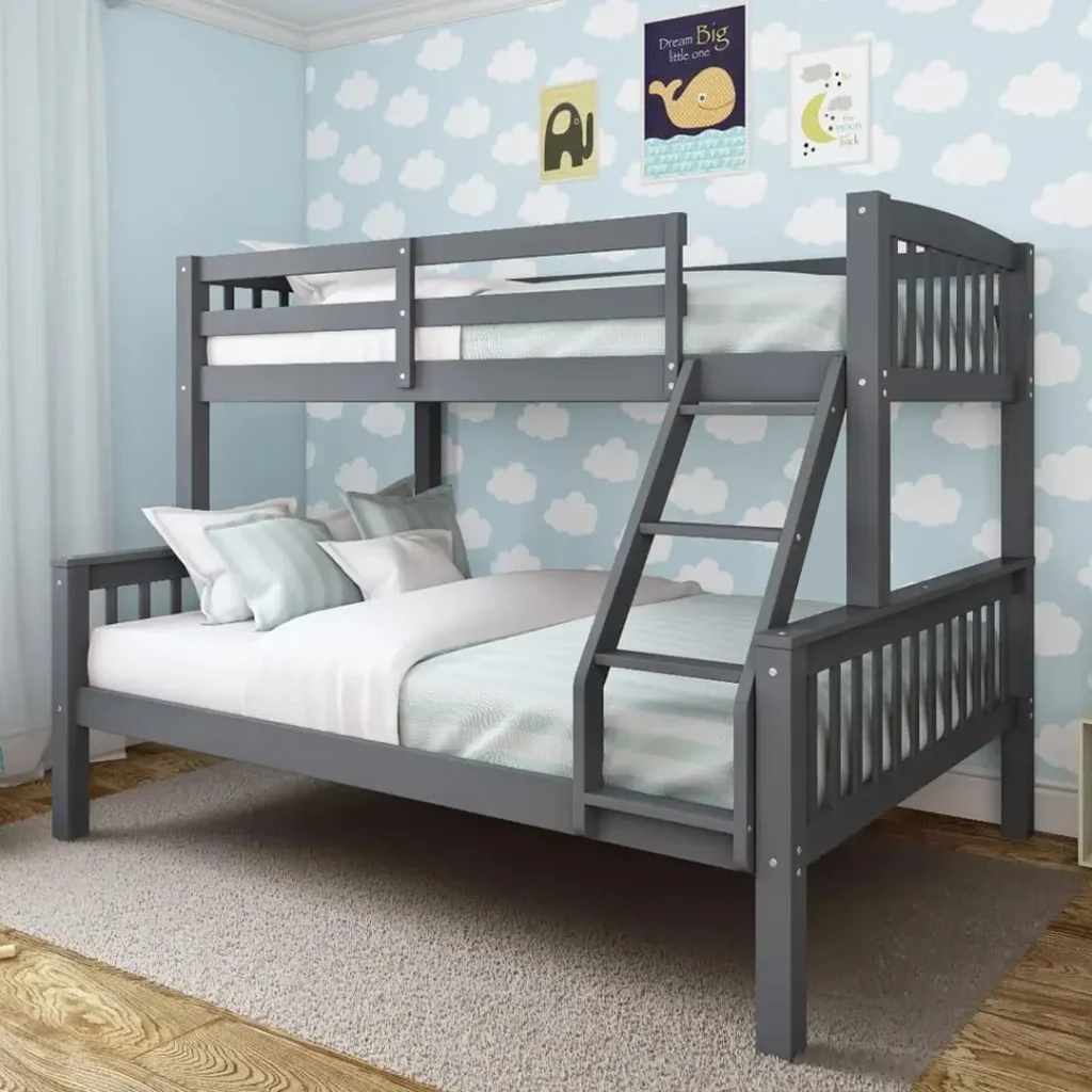 Grey Triple Wooden Bunk Bed Frame