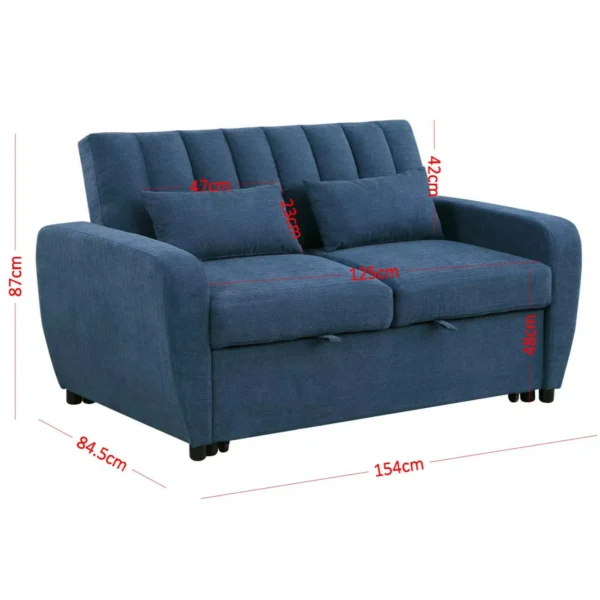 IBSON 2 Seater Fabric Sofa Bed - Image 8