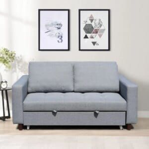 Grey sofa bed with storage