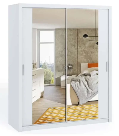 White 180cm Bonito Sliding Mirror Door Wardrobe