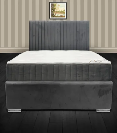 Bella Grey Plush Velvet Bed Frame