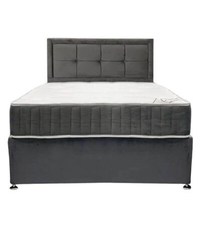 Eden Grey Double Plush Velvet Divan Bed