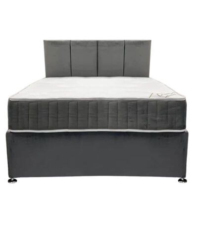 Grey Ikon Double Plush Velvet Divan Bed