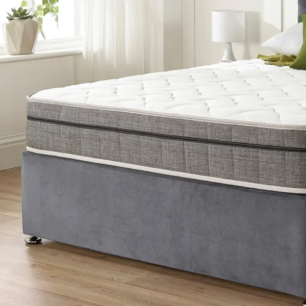 Grey Plush Velvet Divan Bed