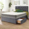 Grey Plush Velvet Divan Bed