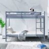Grey single wooden bunk bed
