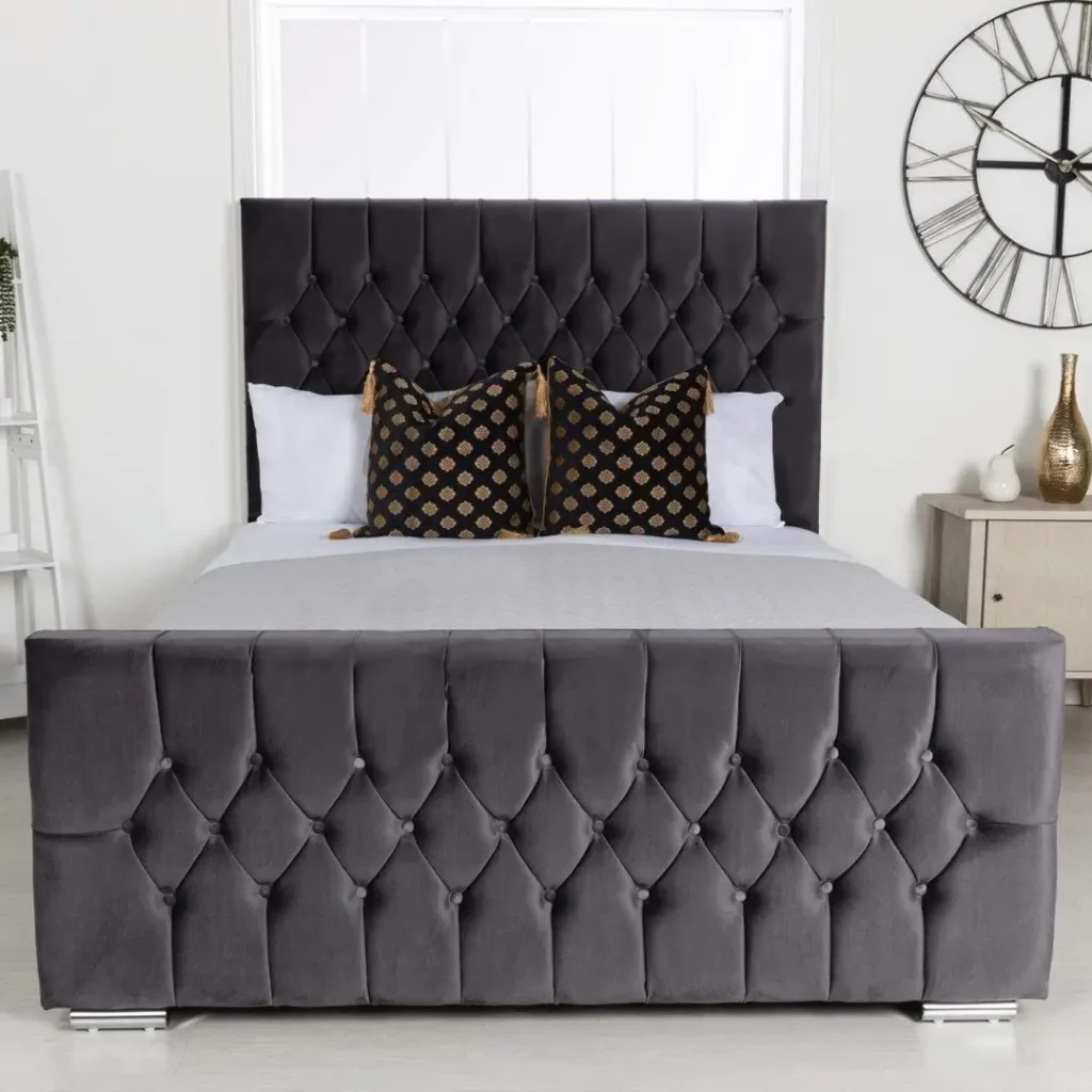 Grey Rose Chesterfield Bed Frame