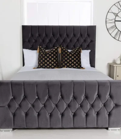 Grey Rose Chesterfield Bed Frame