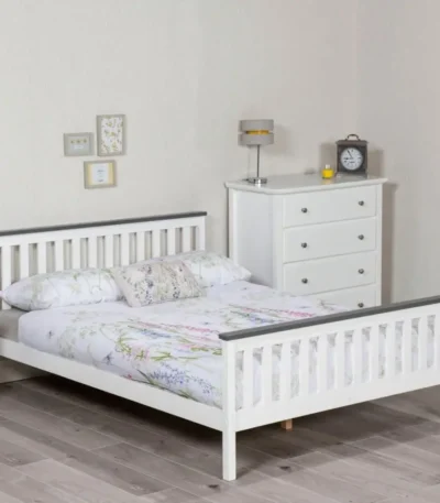 Shanghai White Pinewood Bed Frame