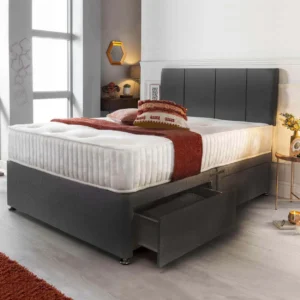 Grey Plush Velvet Divan Bed