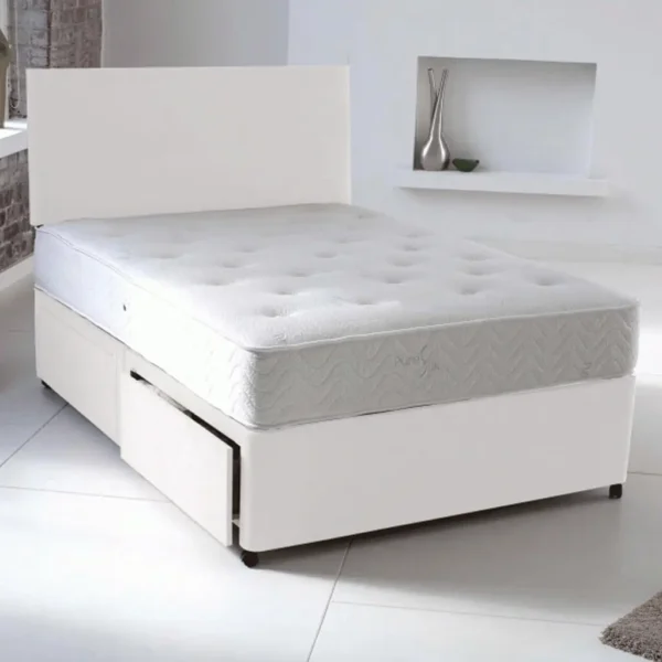 White Divan bed with mattress