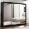 Black Paris Lux Mirror Sliding Door Wardrobe - 250 CM