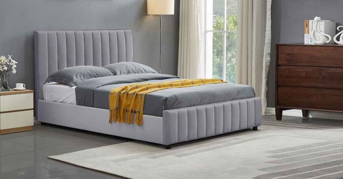 Plush Velvet Bed with Floating Platform Design
