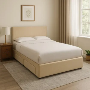 Platinum Double Platform Slatted Bed Base with Optional Mattress, Headboard and Storage